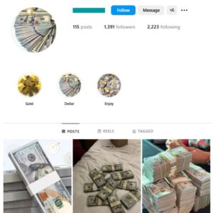 1K Money Motivation Instagram Account for sale