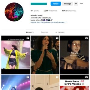 1K Music Songs Instagram Account for sale