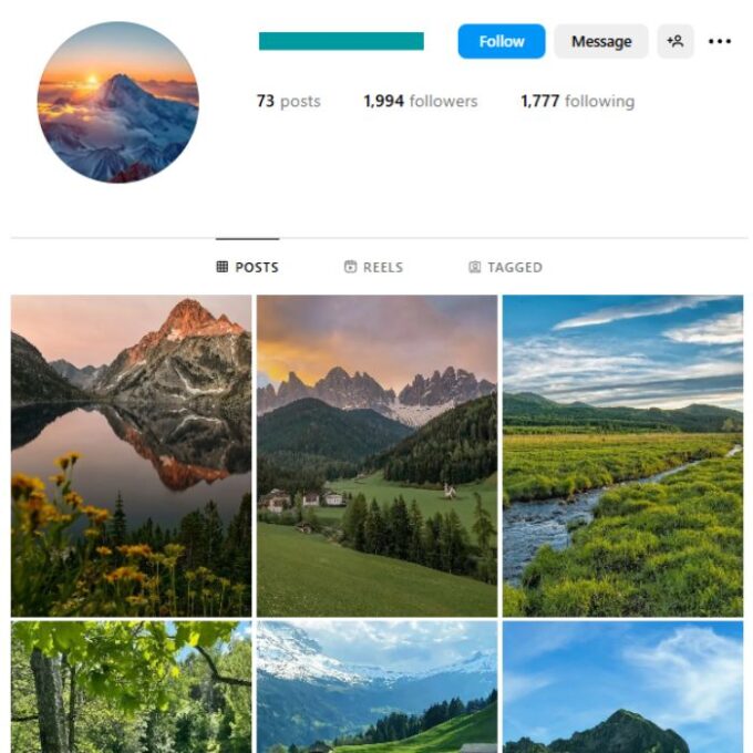 1K Nature Landscapes Instagram Account for sale