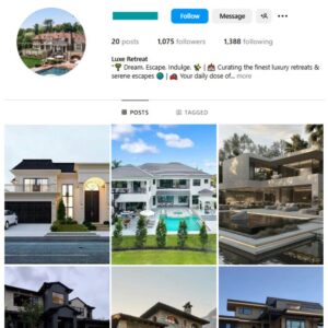 1K Real Estate Mansions Instagram Account for sale