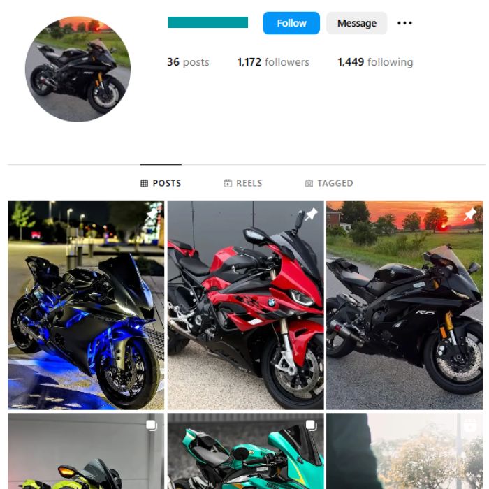 1K Super Bikes Instagram Account for sale