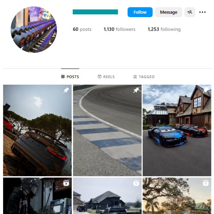1K Super Cars Instagram Account for sale