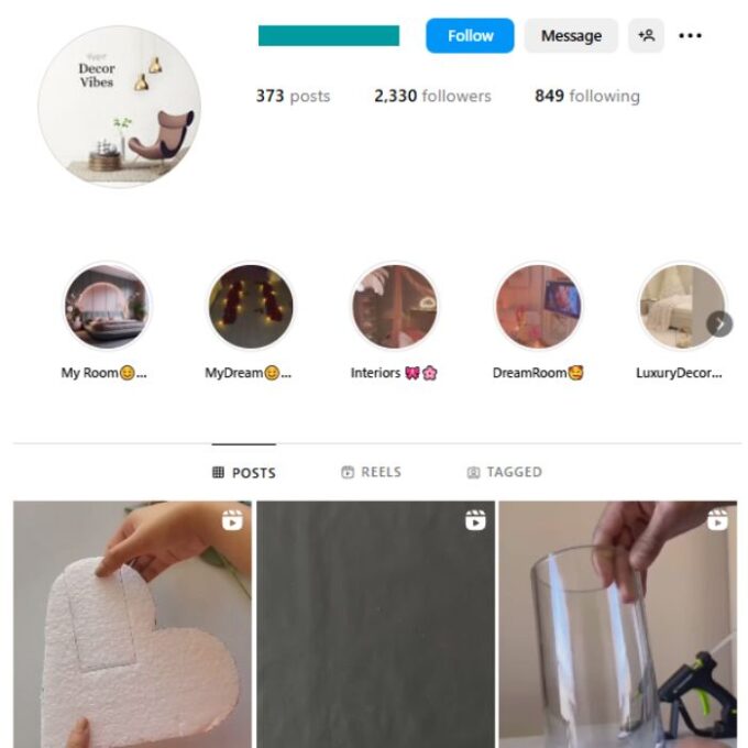 2K DIY Home Decor Instagram Account for sale