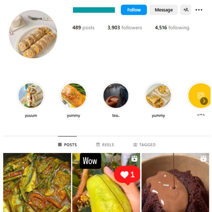 3K Food Nutrition Instagram Account for sale