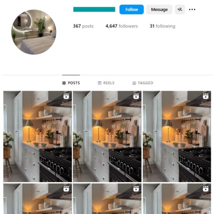 4K Interior Home Decor Instagram Account for sale