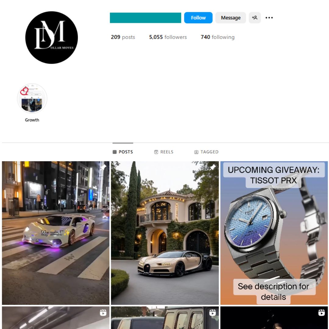 5K Millionaire Lifestyle Instagram Account for Sale