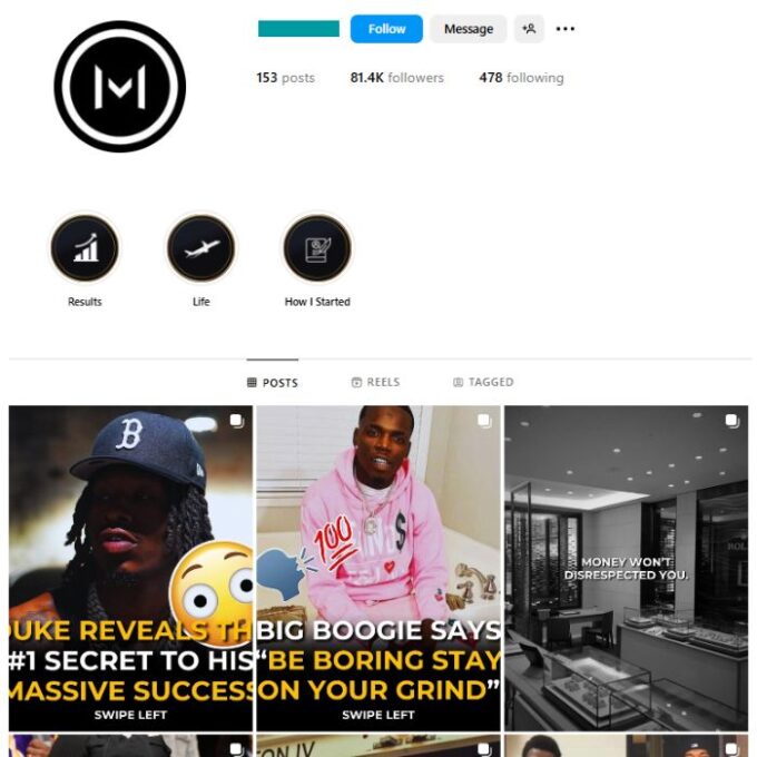 80K Entrepreneur Marketing Instagram Account for sale