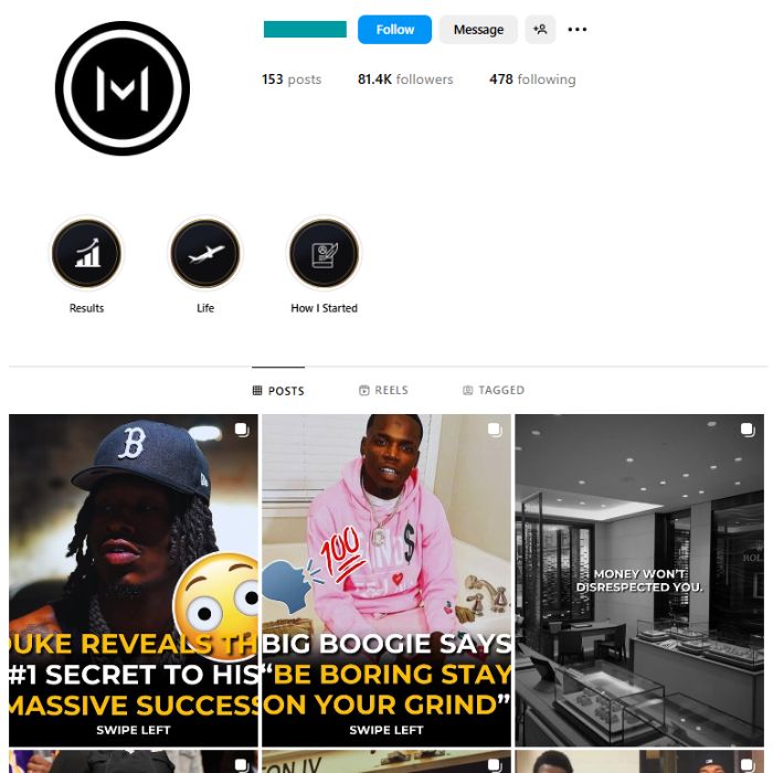 80K Entrepreneur Marketing Instagram Account for sale