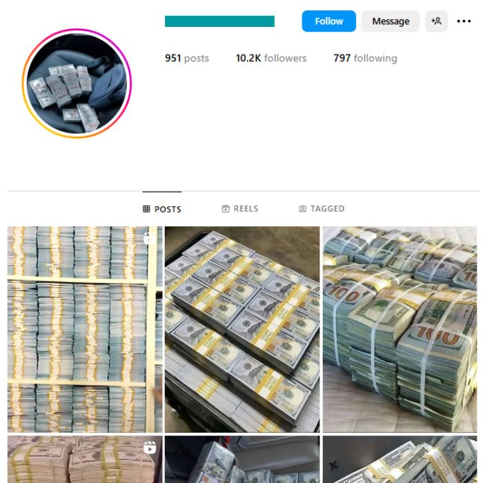 10K Cash Money Instagram Account for sale