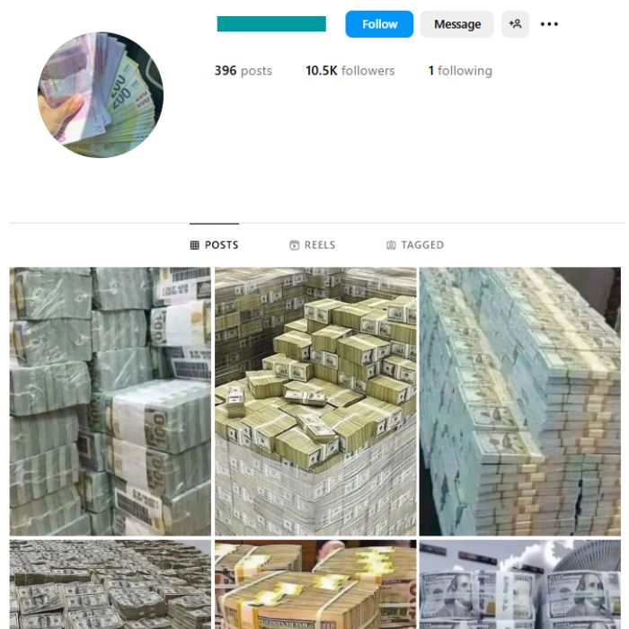 10K Millionaire Money Instagram Account for sale