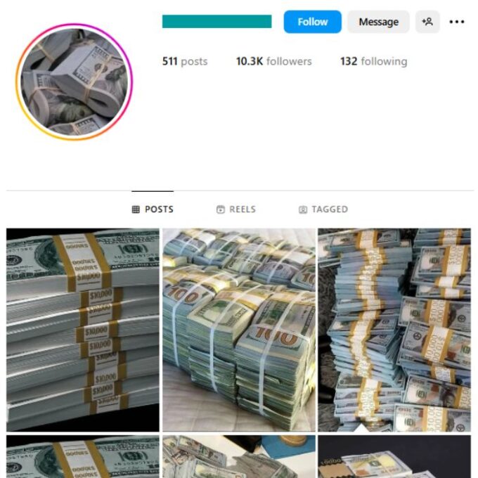 10K Millionaire Money Instagram Account for sale