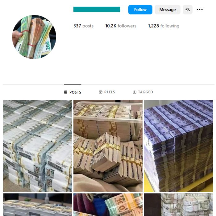 10K Money Luxury Instagram Account for sale