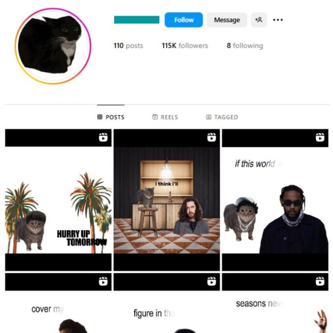 110K Funny Song Remixes Instagram Account for sale