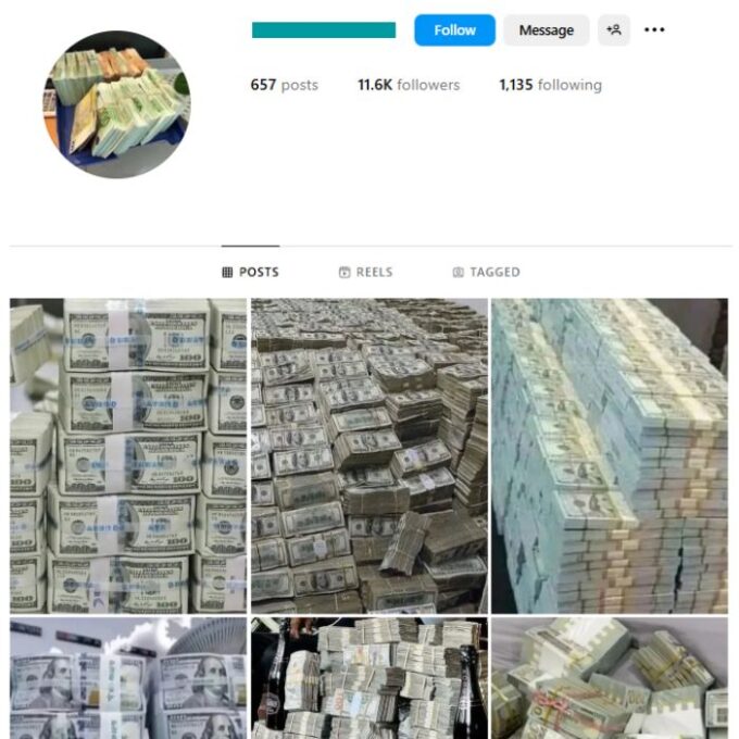 11K Millionaire Money Instagram Account for sale