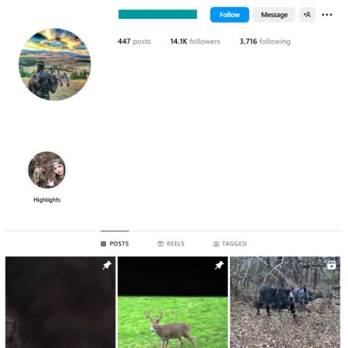 14K Wildlife Hunting Instagram Account for sale