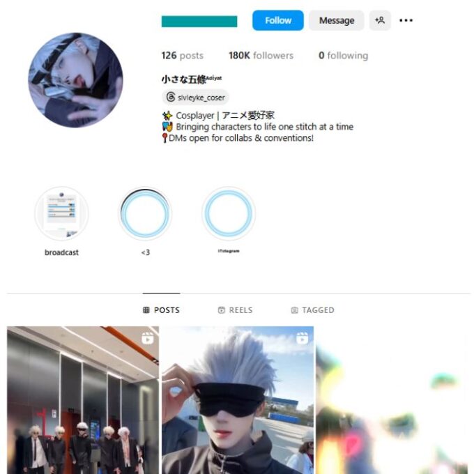 180K Asian Cosplay Instagram Account for sale