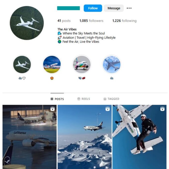 1K Airlines Aviation Instagram Account for sale