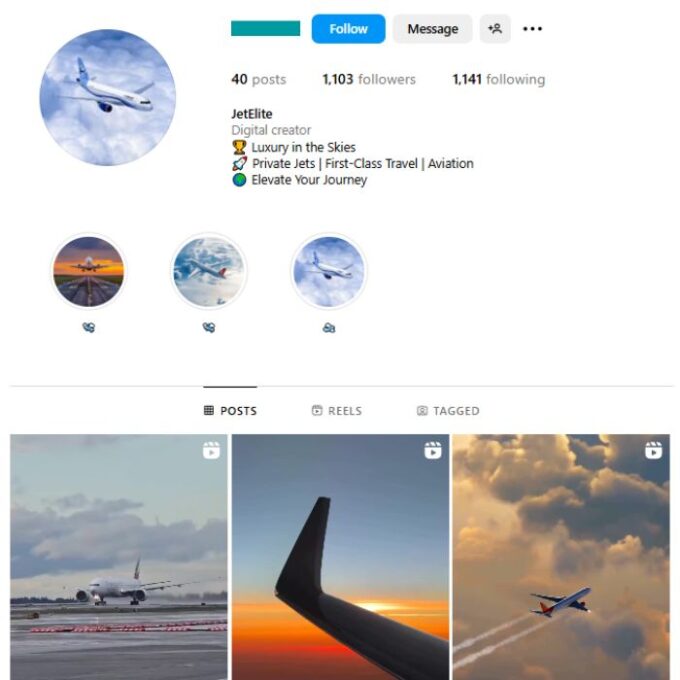 1K Airplanes Aviation Instagram Account for sale