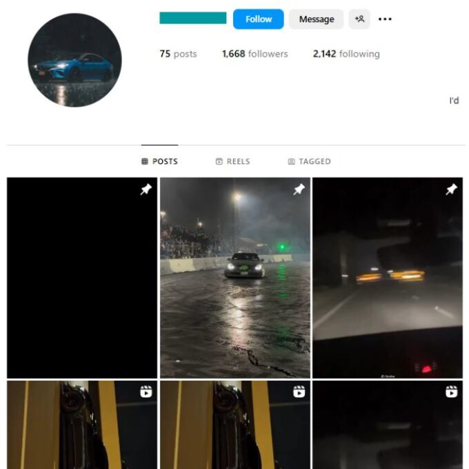 1K Automotive Cars Instagram Account for sale
