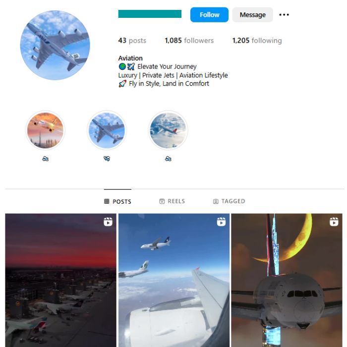 1K Aviation Aircraft Instagram Account for sale