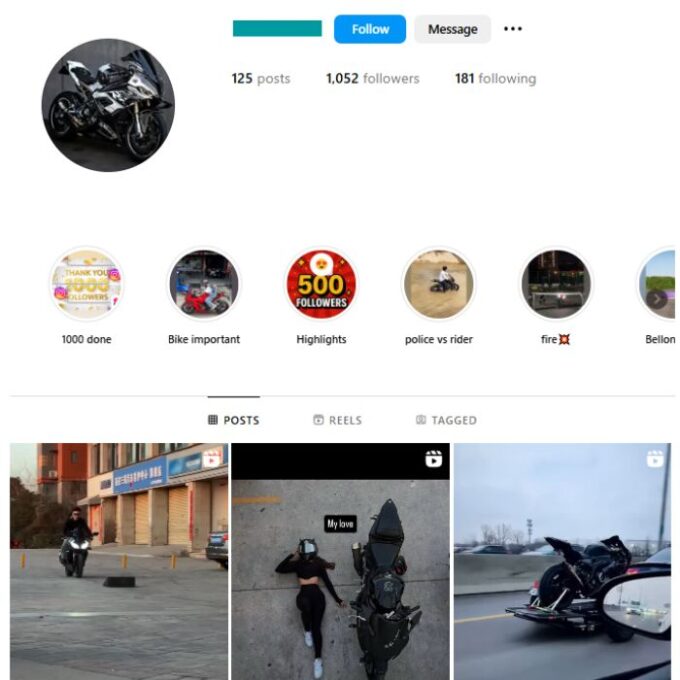 1K Bikes Automotive Instagram Account for sale