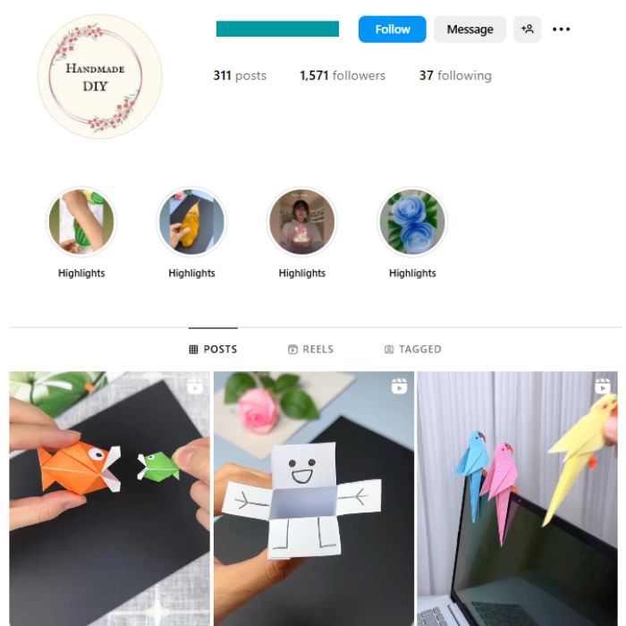 1K Creative DIY Instagram Account for sale