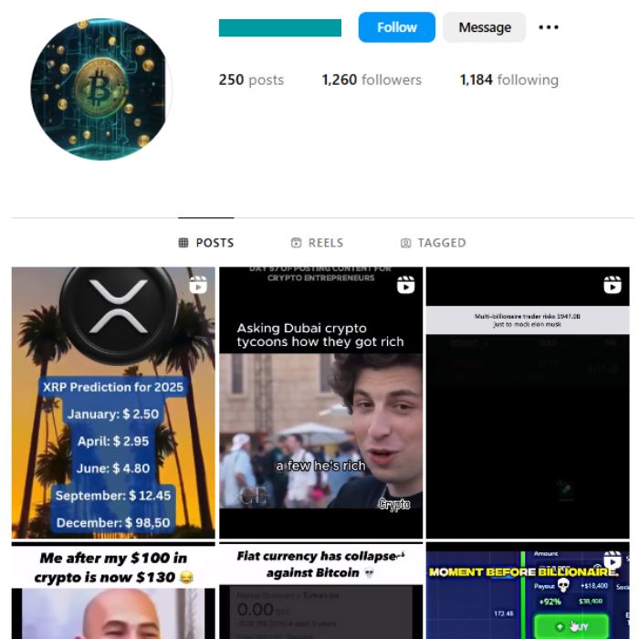 1K Crypto Stock Market Instagram Account for sale