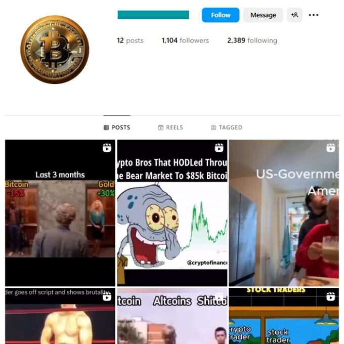 1K Finance Crypto Instagram Account for sale