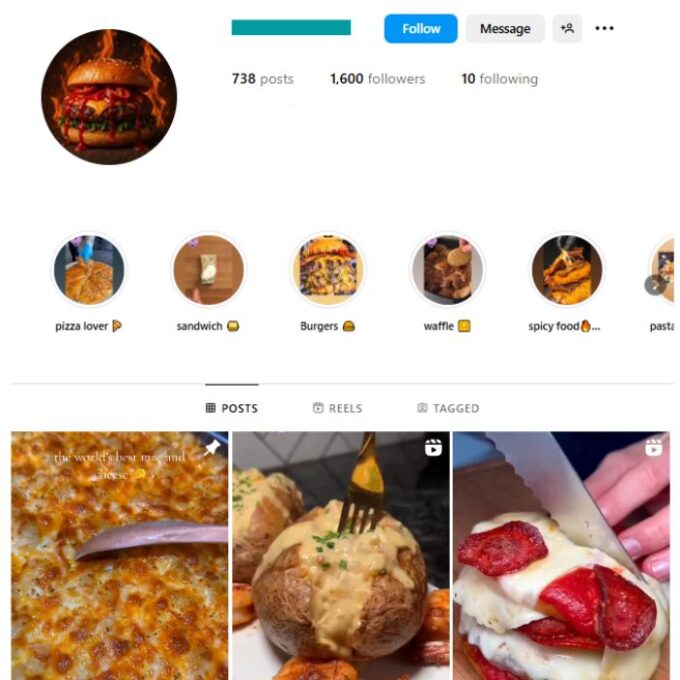 1K Food Nutrition Instagram Account for sale