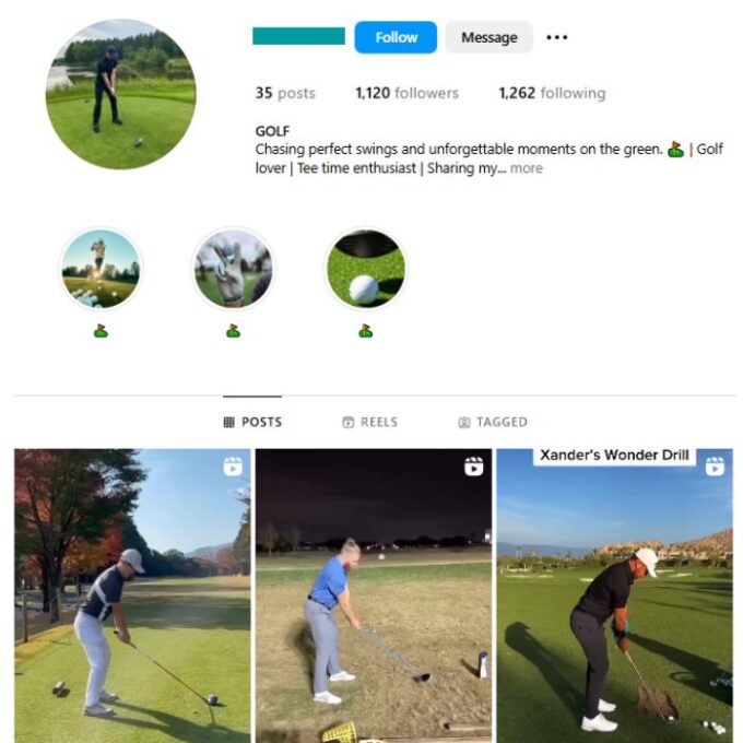 1K Golf Sports Instagram Account for sale