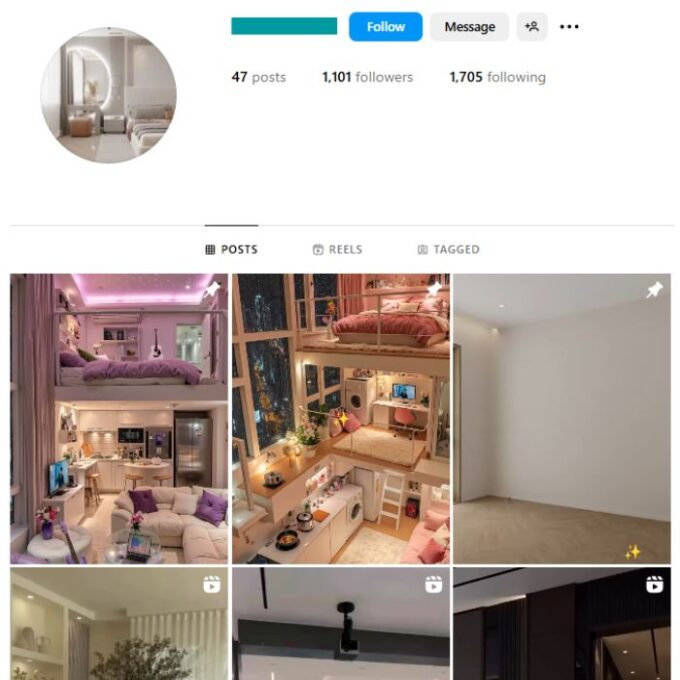 1K Interior Luxury Home Instagram Account for sale