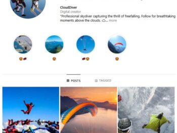 1K Paragliding Skydiving Instagram Account for sale