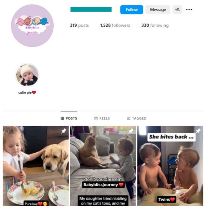 1K Parenting Baby Instagram Account for sale