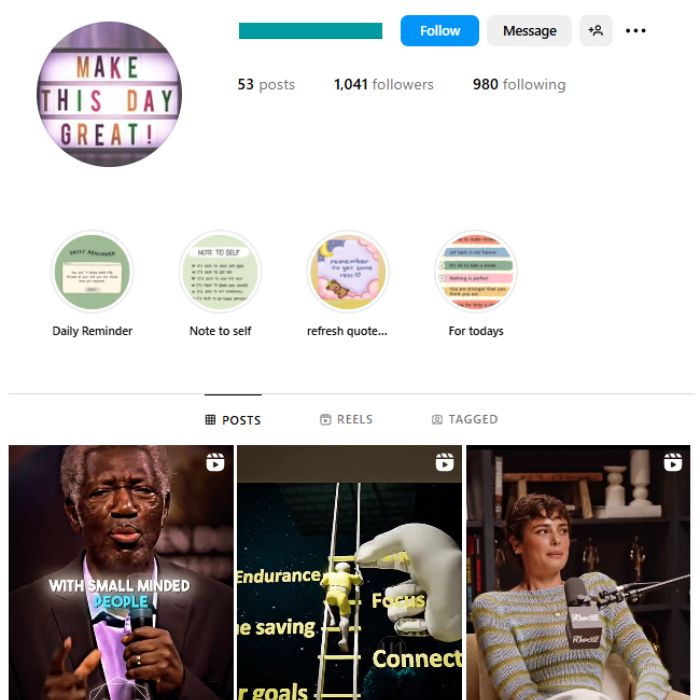 1K Positivity Quotes Instagram Account for sale