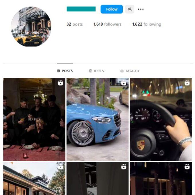 1K Rich Lifestyle Instagram Account for sale