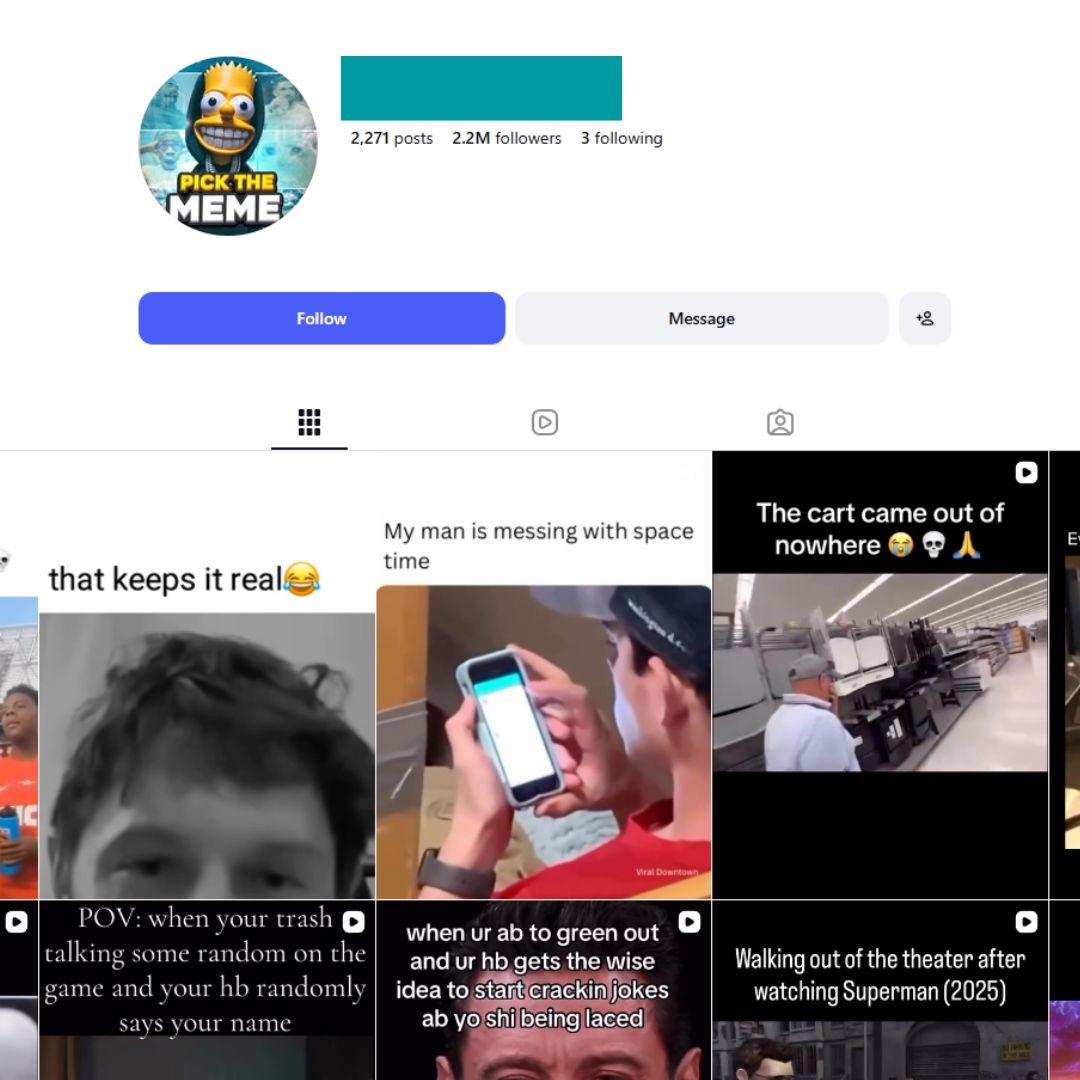 2.2M Viral Funny Memes Instagram Account for Sale