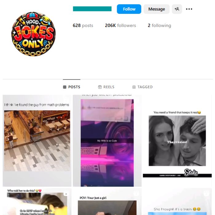 200K Humor Memes Videos Instagram Account for sale