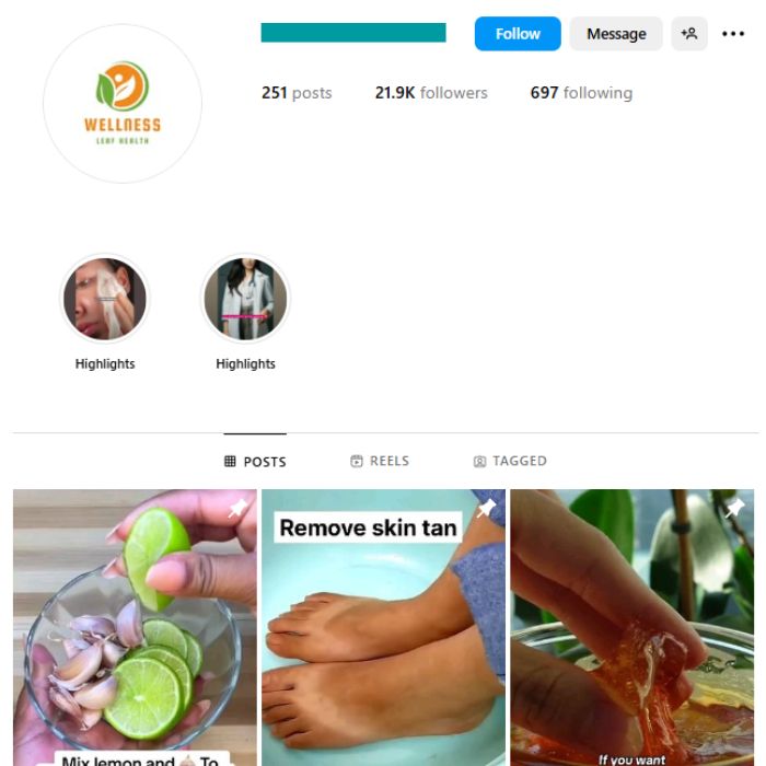 20K Health Wellness Instagram Account for sale