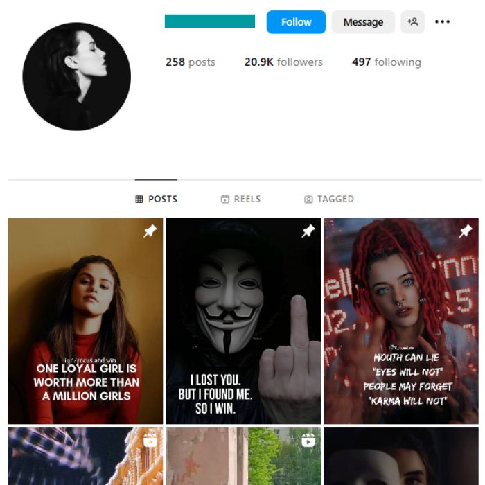20K Motivation Mindset Instagram Account for sale