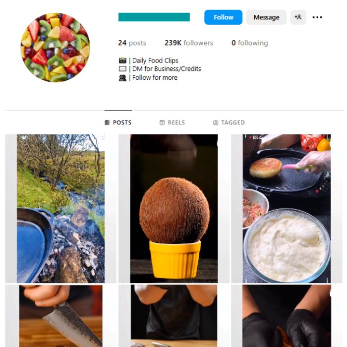 230K Food Cooking Instagram Account for sale