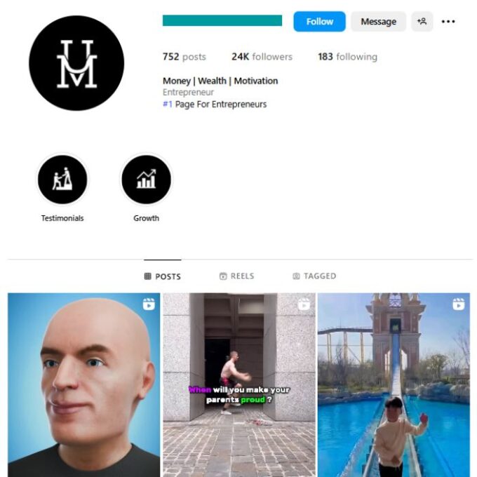 24K Entrepreneur Money Instagram Account for sale