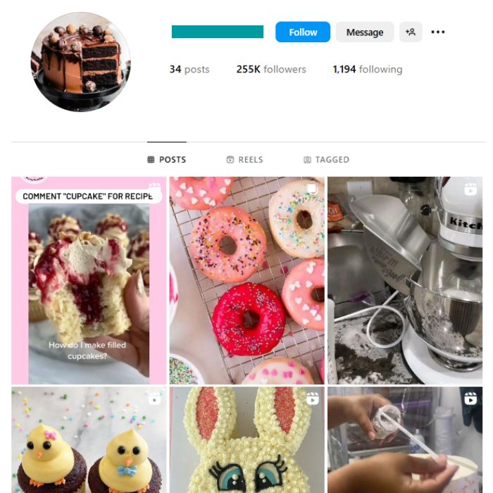 255K Cakes Desserts Instagram Account for sale