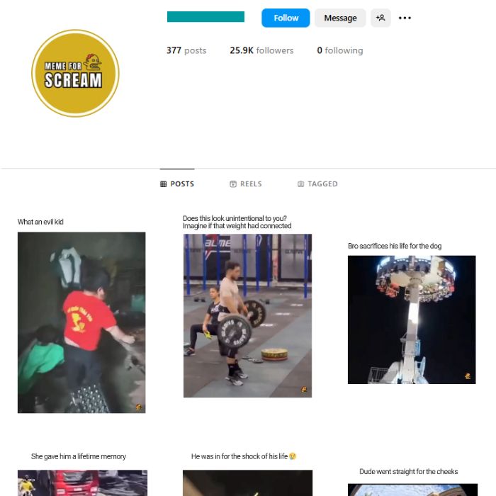 25K Accidents Memes Instagram Account for sale