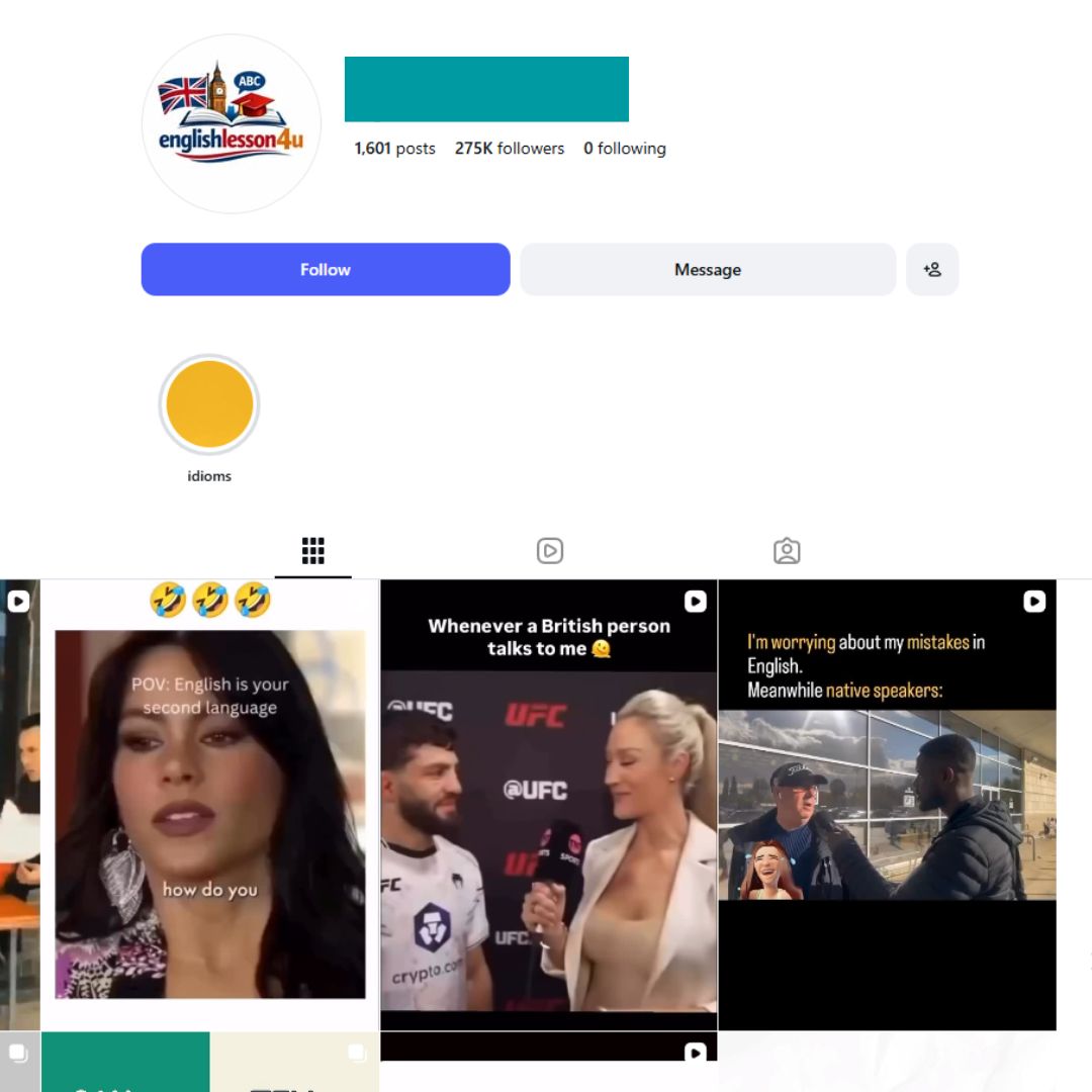 270K English Learning Instagram Account for Sale 270K English Learning Instagram Account for Sale