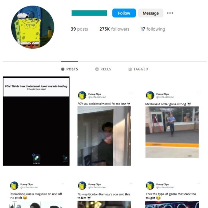 270K Funny Videos Instagram Account for sale