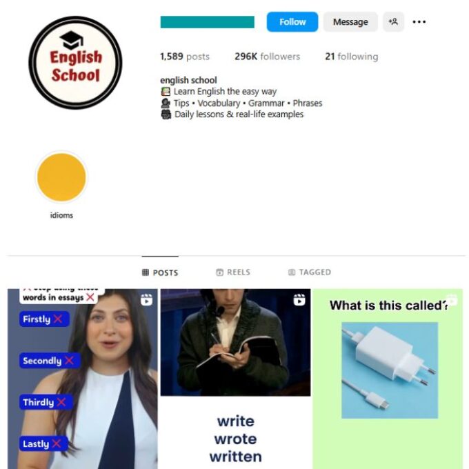 290K English Learning Instagram Account for sale