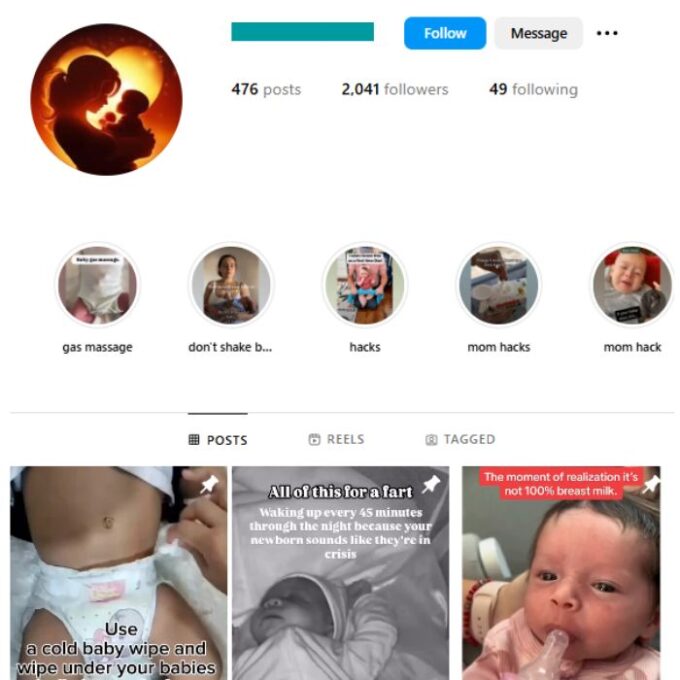 2K Baby Parenting Instagram Account for sale