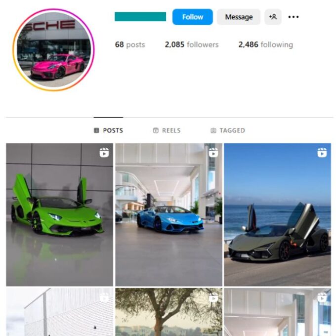 2K Fast Cars Instagram Account for sale