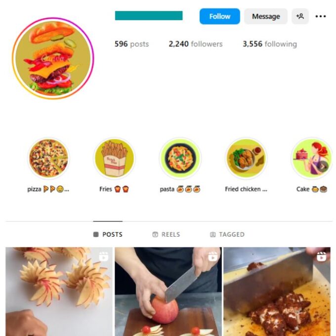 2K Food Art Instagram Account for sale