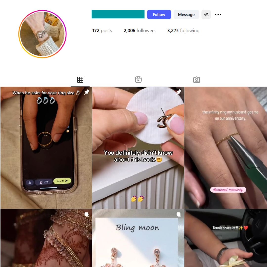 2K Girl's Jewelry Instagram Account for Sale